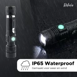 Rebela | Zaklamp Led Oplaadbaar | Flashlight Rechargeable | Waterproof Military Flashlight | Zaklamp 1200 Lumen | Inzoombaar | Oplaadbaar | Inclusief 1 Stuk Oplaadbare Batterij 18650 | Zwart -Kampeerclub 1200x1200 2158