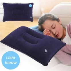 Reiskussen - Kampeer Kussen – Hippyfy – Strand Kussen - Zachte Opblaasbare Kussen – Kleine Kampeer Kussen - Festival Kussen – Picknick Kussen - Vliegtuig Kussen – Hoofdkussentje - Kamperen – Op Reis – Opblaasbare Kussentje – Blauw -Kampeerclub 1200x1200 2191