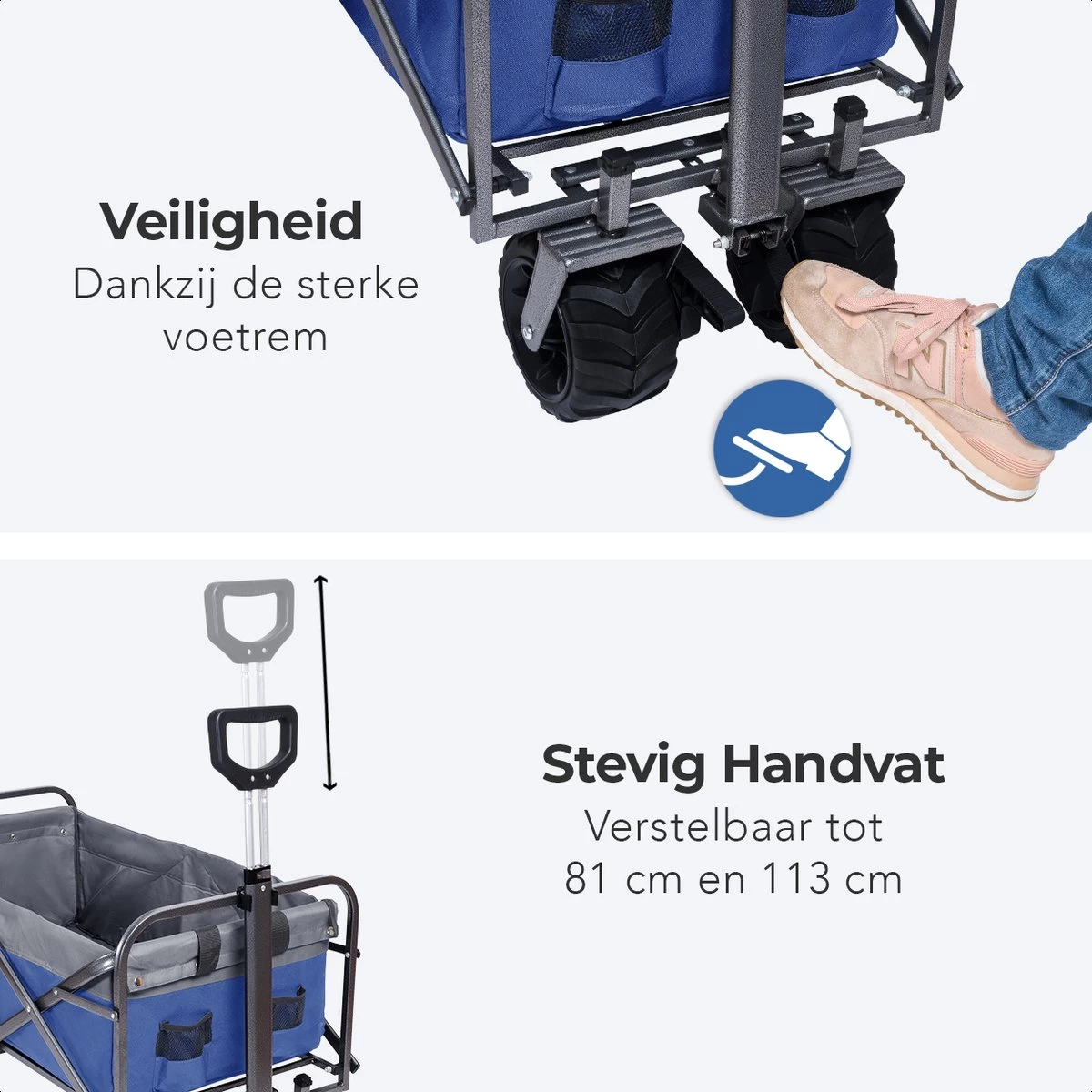 LifeGoods Bolderkar - Opvouwbaar - Tot 80KG - 94L - Wasbaar Polyester - 98x45cm - Blauw/Grijs 11 LifeGoods Bolderkar - Opvouwbaar - Tot 80KG - 94L - Wasbaar Polyester - 98x45cm - Blauw/Grijs - Afbeelding 11