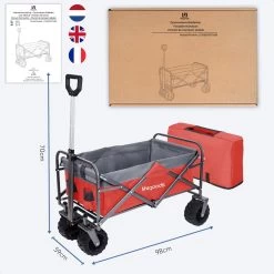 LifeGoods Bolderkar - Opvouwbaar - Tot 80KG - 94L - Wasbaar Polyester - 98x45cm - Rood/Grijs -Kampeerclub 1200x1200 2278