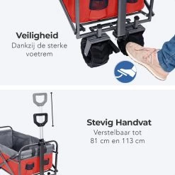 LifeGoods Bolderkar - Opvouwbaar - Tot 80KG - 94L - Wasbaar Polyester - 98x45cm - Rood/Grijs -Kampeerclub 1200x1200 2283