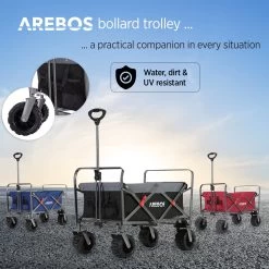 AREBOS Handkar | Transportwagen | Apparatuurwagen | Opvouwbaar | Zwart / Grijs -Kampeerclub 1200x1200 2296