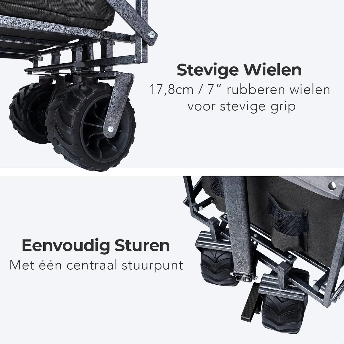 LifeGoods Bolderkar - Opvouwbaar - Tot 80KG - 94L - Wasbaar Polyester - 98x45cm - Zwart/Grijs 10 LifeGoods Bolderkar - Opvouwbaar - Tot 80KG - 94L - Wasbaar Polyester - 98x45cm - Zwart/Grijs - Afbeelding 10