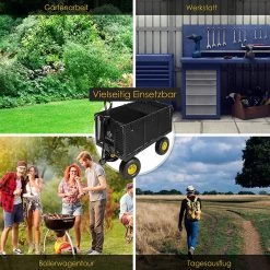 Exxen KESSER® Bolderkar, 550 Kg Belastbaar, Tuinwagen, Transportwagen, Tuinwagen, Uitneembaar Zeil, Gereedschapswagen, Handwagen, Veelzijdig Inzetbaar, Zwart -Kampeerclub 1200x1200 2316