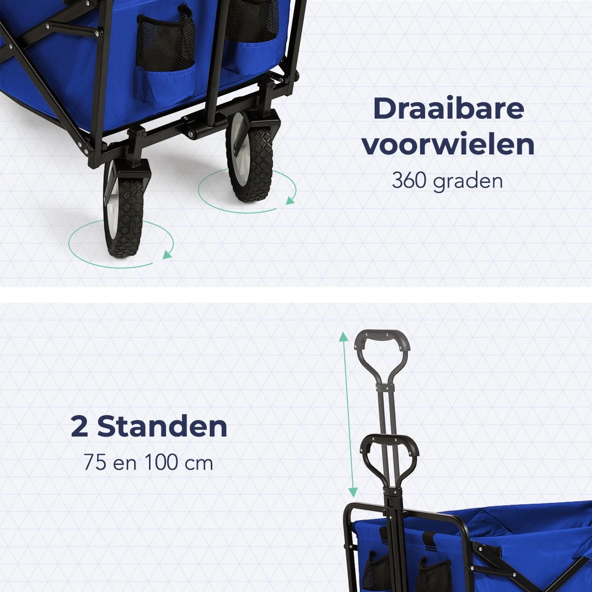 LifeGoods Bolderkar - Opvouwbaar - Draaibare Wielen - 2 Standen - 70KG Draagkracht - Blauw 4 LifeGoods Bolderkar - Opvouwbaar - Draaibare Wielen - 2 Standen - 70KG Draagkracht - Blauw - Afbeelding 4