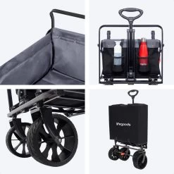 LifeGoods Bolderkar - Opvouwbaar - Tot 120KG - 103L - Extra Draagtas En Duwstang - Wasbaar Polyester - 98x45cm - Zwart/Grijs -Kampeerclub 1200x1200 2348