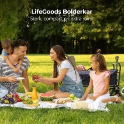 LifeGoods Bolderkar - Opvouwbaar - Tot 120KG - 103L - Extra Draagtas En Duwstang - Wasbaar Polyester - 98x45cm - Zwart/Grijs -Kampeerclub 1200x1200 2351