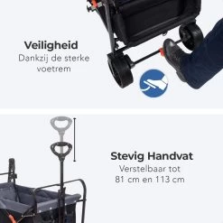 LifeGoods Bolderkar - Opvouwbaar - Tot 120KG - 103L - Extra Draagtas En Duwstang - Wasbaar Polyester - 98x45cm - Zwart/Grijs -Kampeerclub 1200x1200 2352