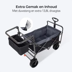 LifeGoods Bolderkar - Opvouwbaar - Tot 120KG - 103L - Extra Draagtas En Duwstang - Wasbaar Polyester - 98x45cm - Zwart/Grijs -Kampeerclub 1200x1200 2353