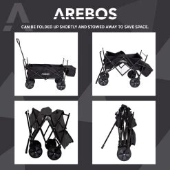 AREBOS Handwagen Vouwbare Dak Handwagen Vouwbare Trolley Uitrustingswagen Zwart -Kampeerclub 1200x1200 2362