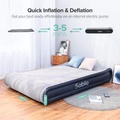 Sable Luxe Queen Size 2 Persoons Luchtmatras Met Ingebouwd Kussen, Opblaasbaar Luchtbed Met Ingebouwde Elektrische Pomp Voor Kamperen, Reizen Of Overnachtende Gasten Of Festival -Kampeerclub 1200x1200 2416