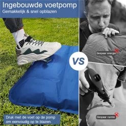 Hikr® Slaapmat 10cm+ Dikte - Comfortabel Luchtmatras - Zelfopblazend Met De Voet - TPU+40D Nylon - Slaapmatje Eenpersoons En Uit Te Breiden Tot Tweepersoons - Slaapmat Met Ingebouwde Pomp -Kampeerclub 1200x1200 2435