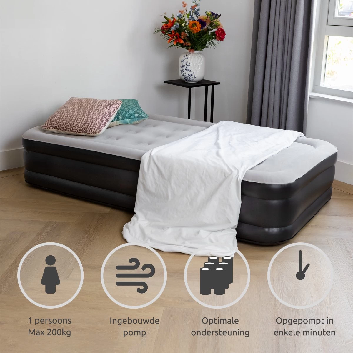 BluMill Eenpersoons Luchtbed - Met Ingebouwde Pomp - Luchtbed Zelfopblazend - Incl. Draagtas - 191x99x36 Cm 5 BluMill Eenpersoons Luchtbed - Met Ingebouwde Pomp - Luchtbed Zelfopblazend - Incl. Draagtas - 191x99x36 Cm - Afbeelding 5