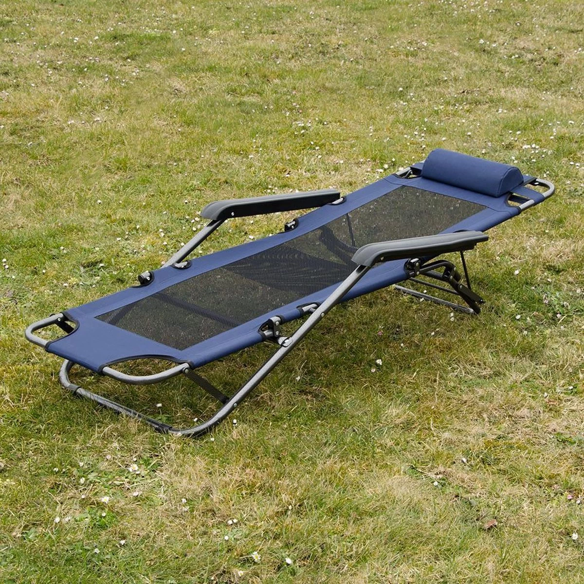 Ligstoel 155x60cm - Opvouwbaar Campingstoel Ligbed Strandstoel Tuinstoel Vouwligstoel Blauw 14 Ligstoel 155x60cm - Opvouwbaar Campingstoel Ligbed Strandstoel Tuinstoel Vouwligstoel Blauw - Afbeelding 14