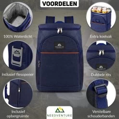 Needventure Koeltas - Lunchtas - Koelrugtas - Picknicktas - 20 Liter - Flessenhouder - Bieropener - Blauw -Kampeerclub 1200x1200 478