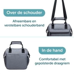 ForDig Lunchtas Grijs - Koeltas Gemaakt Van 600D Polyester Met PEVA-Voering - Ruimte Voor Lunchtrommel / Snacks / Blikjes - Koel Tas Met Mesh Opbergruimtes En Ruimte Voor Bestek - Lunch Tas Cool Bag - Coolerbag - Kleine Cooler -Kampeerclub 1200x1200 742