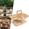 Merkloos Houten Outdoor Wijntafel Draagbare Houten Picknicktafel Mini Campingtafels Met Wijnglas Houder Voor Tuin Outdoor Camping Picknick Strand - Plataan Hout - Wijn