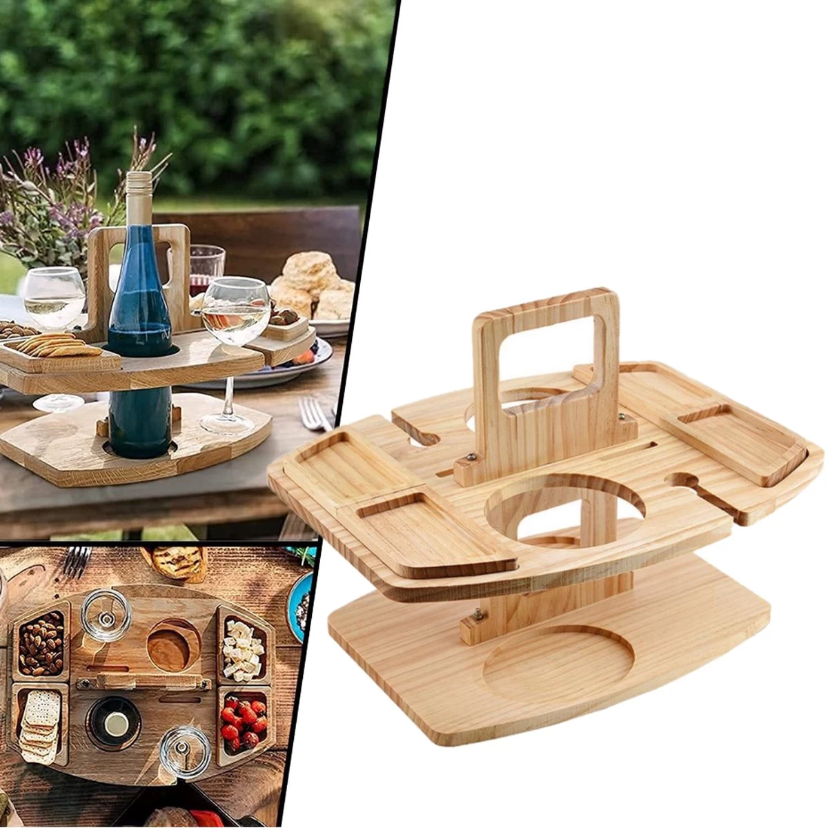 Merkloos Houten Outdoor Wijntafel Draagbare Houten Picknicktafel Mini Campingtafels Met Wijnglas Houder Voor Tuin Outdoor Camping Picknick Strand - Plataan Hout - Wijn 1 Merkloos Houten Outdoor Wijntafel Draagbare Houten Picknicktafel Mini Campingtafels Met Wijnglas Houder Voor Tuin Outdoor Camping Picknick Strand - Plataan Hout - Wijn