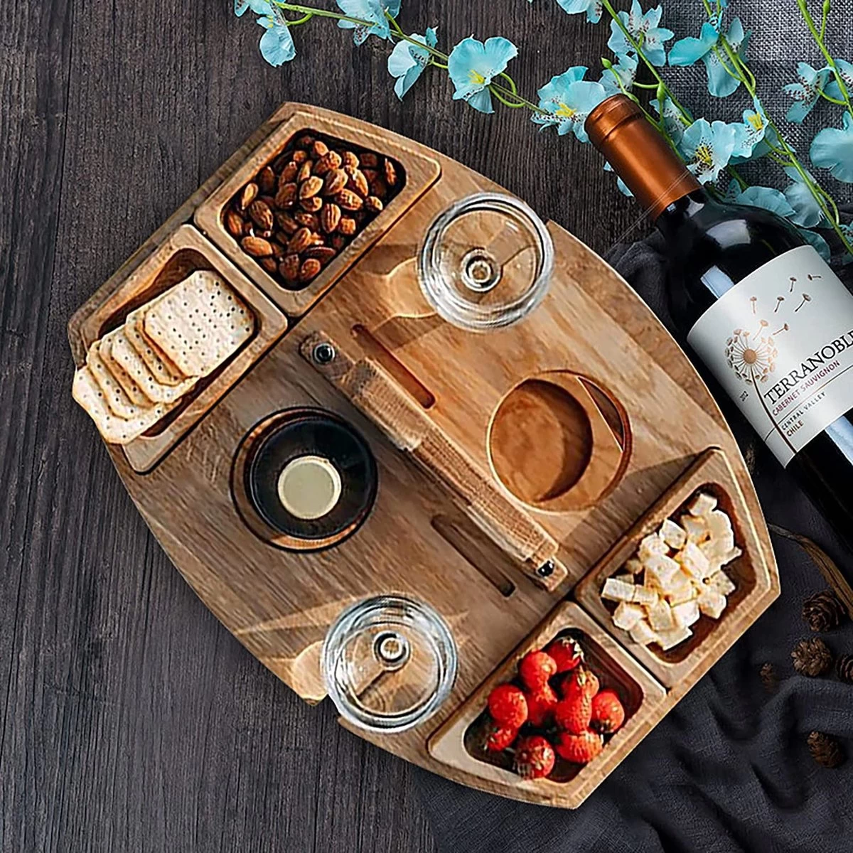 Merkloos Houten Outdoor Wijntafel Draagbare Houten Picknicktafel Mini Campingtafels Met Wijnglas Houder Voor Tuin Outdoor Camping Picknick Strand - Plataan Hout - Wijn 4 Merkloos Houten Outdoor Wijntafel Draagbare Houten Picknicktafel Mini Campingtafels Met Wijnglas Houder Voor Tuin Outdoor Camping Picknick Strand - Plataan Hout - Wijn - Afbeelding 4