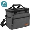 ForDig Koeltas L Zwart (15 Liter) - Gemaakt Van 600D Polyester Met PEVA-Voering - Ruimte Voor 20 Blikjes Of 10 Halve Liter Flessen - Opvouwbaar Koel Tas Met Easy-Acces Flap - Ruimte Voor Bestek - Picknick Cool Bag - Coolerbag - Grote Cooler