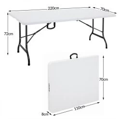 Casaria Tuintafel Opvouwbaar – Met Draaggreep 220x70 Cm – Wit -Kampeerclub 1200x1200 91