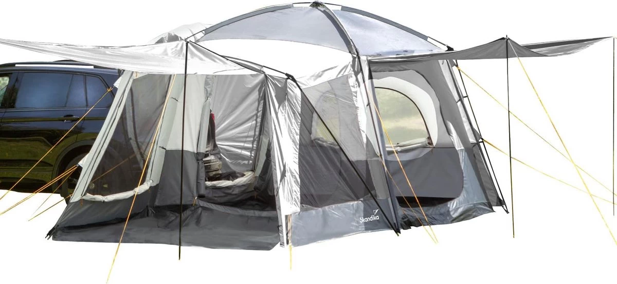 Skandika Pitea XL CROSS Tent – Koepeltenten - Autotent – Campingtent Voor SUV, Caddy, Auto, CUV - Voor Max. 4 Personen – Vrijstaand – Met/zonder Slaapcabine – Max. Stahoogte 230 Cm – 3000mm Waterkolom - 475 X 290 X 230 Cm (LxBxH) – Kamperen - Grijs 1 Skandika Pitea XL CROSS Tent – Koepeltenten - Autotent – Campingtent Voor SUV, Caddy, Auto, CUV - Voor Max. 4 Personen – Vrijstaand – Met/zonder Slaapcabine – Max. Stahoogte 230 Cm – 3000mm Waterkolom - 475 X 290 X 230 Cm (LxBxH) – Kamperen - Grijs