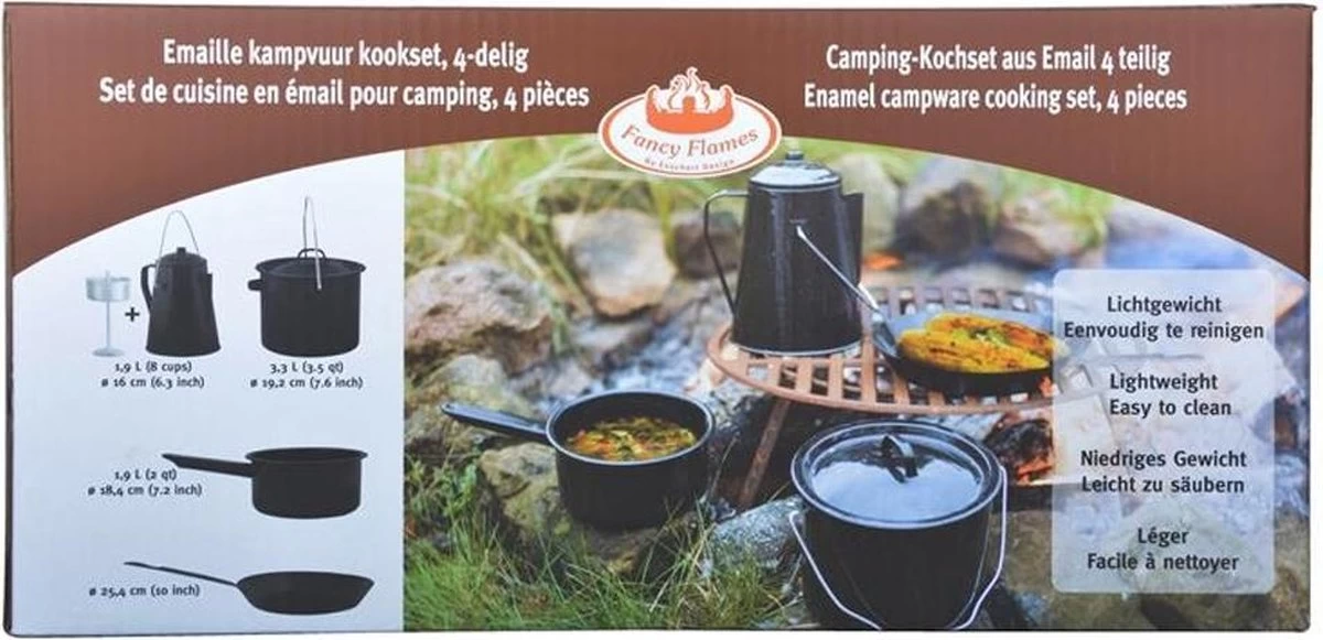 ESSCHERT DESIGN Pannenset Kampvuur - 4 Delig - Outdoor - Metaal 4 ESSCHERT DESIGN Pannenset Kampvuur - 4 Delig - Outdoor - Metaal - Afbeelding 4