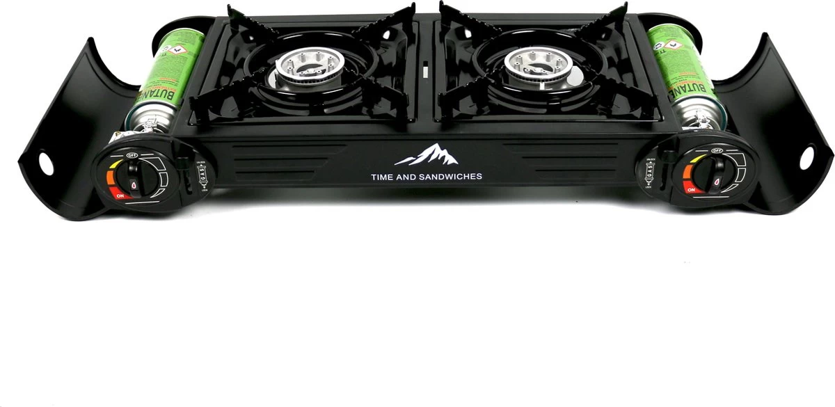 T&S - Draagbaar Dubbel Gasvuur Met Grillplaat - Camping Kooktoestel - Kookstel - Bakplaat - Gasfornuis - 2 Pits - Elektrische Ontsteking - Kookvuur - Kampeer Vuur 3 T&S - Draagbaar Dubbel Gasvuur Met Grillplaat - Camping Kooktoestel - Kookstel - Bakplaat - Gasfornuis - 2 Pits - Elektrische Ontsteking - Kookvuur - Kampeer Vuur - Afbeelding 3