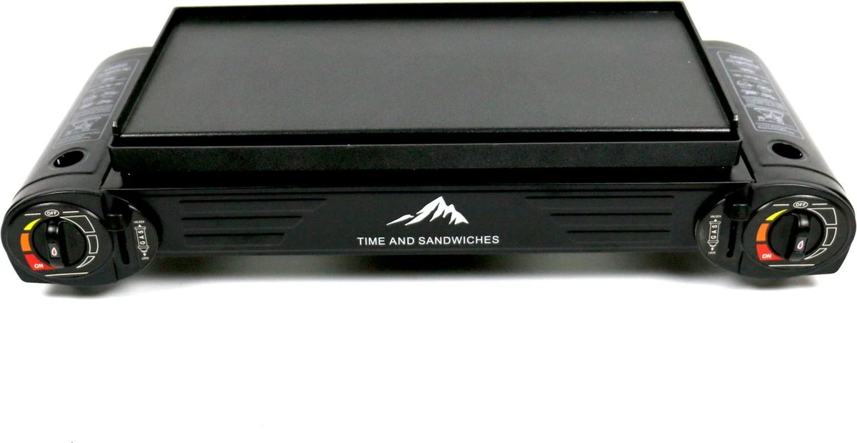 T&S - Draagbaar Dubbel Gasvuur Met Grillplaat - Camping Kooktoestel - Kookstel - Bakplaat - Gasfornuis - 2 Pits - Elektrische Ontsteking - Kookvuur - Kampeer Vuur 2 T&S - Draagbaar Dubbel Gasvuur Met Grillplaat - Camping Kooktoestel - Kookstel - Bakplaat - Gasfornuis - 2 Pits - Elektrische Ontsteking - Kookvuur - Kampeer Vuur - Afbeelding 2