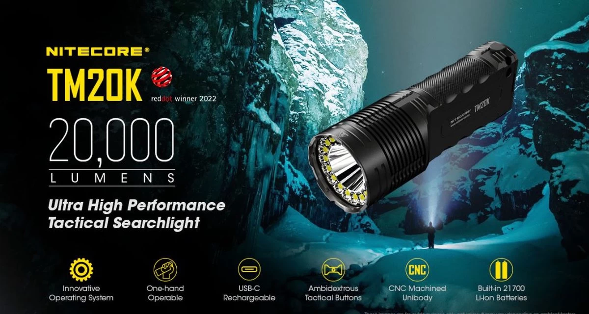 Nitecore TM20K 20,000 Lumen - Tactische Zaklamp - Oplaadbaar - Zoeklamp 5 Nitecore TM20K 20,000 Lumen - Tactische Zaklamp - Oplaadbaar - Zoeklamp - Afbeelding 5