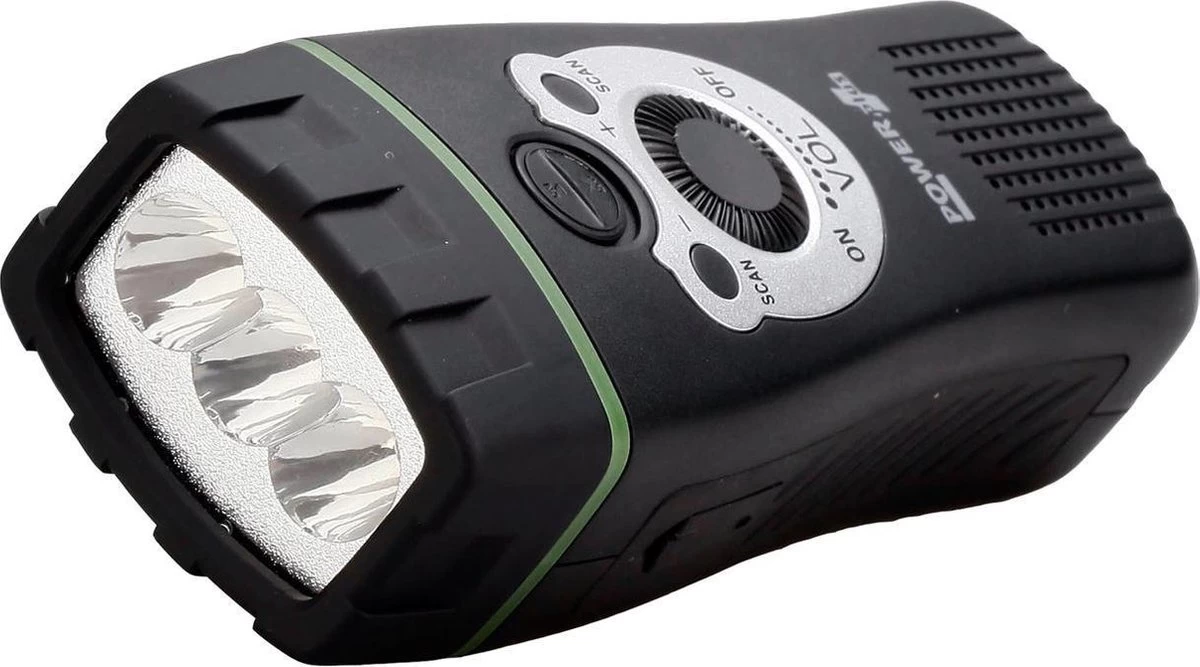 POWERplus Wolf Dynamo 3 LED Zaklamp FM Scan Radio | Opwindbare Radio En Zaklamp | Met Ingebouwde Oplaadbare Batterij | Dynamo En USB Oplaadbaar 2 POWERplus Wolf Dynamo 3 LED Zaklamp FM Scan Radio | Opwindbare Radio En Zaklamp | Met Ingebouwde Oplaadbare Batterij | Dynamo En USB Oplaadbaar - Afbeelding 2