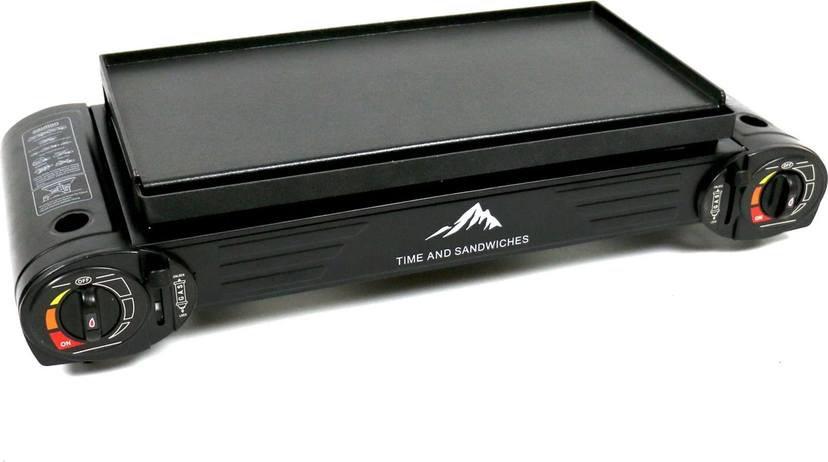 T&S - Draagbaar Dubbel Gasvuur Met Grillplaat - Camping Kooktoestel - Kookstel - Bakplaat - Gasfornuis - 2 Pits - Elektrische Ontsteking - Kookvuur - Kampeer Vuur 1 T&S - Draagbaar Dubbel Gasvuur Met Grillplaat - Camping Kooktoestel - Kookstel - Bakplaat - Gasfornuis - 2 Pits - Elektrische Ontsteking - Kookvuur - Kampeer Vuur