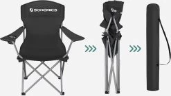 MIRA Home - Campingstoel Set Van 2 Inklapbaar - Klapstoel Met Robuust Frame - Met Flessenhouder - 76 X 51.5 X 95.5 Cm - Zwart -Kampeerclub 1200x678 1