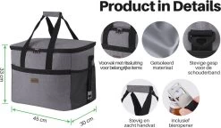 Packaway 4 Laags Geïsoleerde Koeltas - Lunchtas 40 Liter - Grijs -Kampeerclub 1200x699