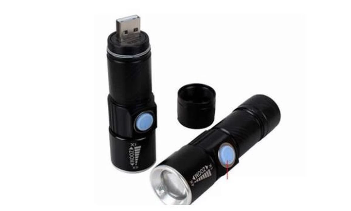 Creartix - Oplaadbare USB LED-zaklamp - Herlaadbare Flashlight Waterproof - 800 Lumen - Met Zoom - Waterbestendig - Zwart 9 Creartix - Oplaadbare USB LED-zaklamp - Herlaadbare Flashlight Waterproof - 800 Lumen - Met Zoom - Waterbestendig - Zwart - Afbeelding 9