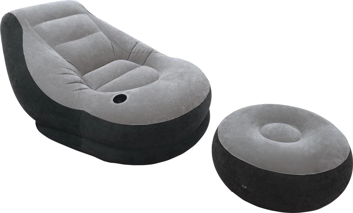 Intex Lounge Stoel - Ultra Lounge - Opblaasbaar - Grijs/zwart 3 Intex Lounge Stoel - Ultra Lounge - Opblaasbaar - Grijs/zwart - Afbeelding 3