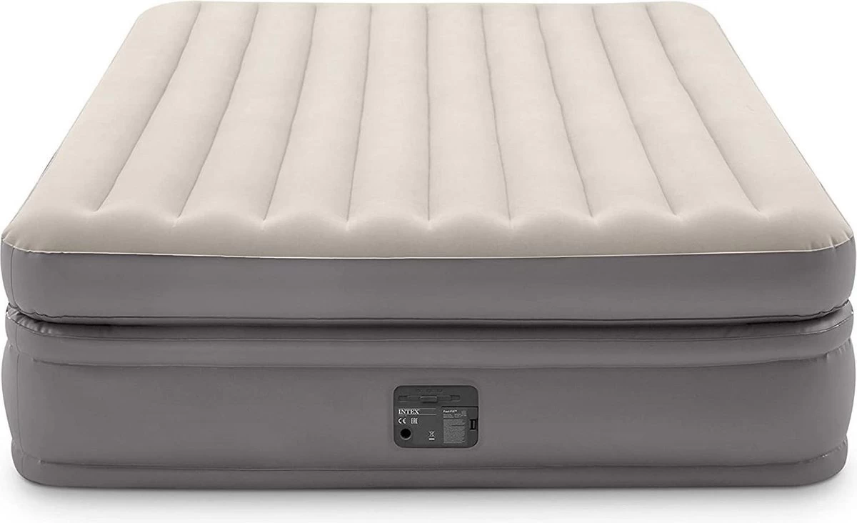 Intex Prime Comfort - Luchtbed - 2-Persoons - 152x203x51 Cm (BxLxH) - Grijs - Met Ingebouwde Motorpomp 2 Intex Prime Comfort - Luchtbed - 2-Persoons - 152x203x51 Cm (BxLxH) - Grijs - Met Ingebouwde Motorpomp - Afbeelding 2