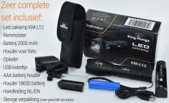 LED Zaklamp - 2000 MAh Oplaadbare Militaire Zaklamp - Zeer Fel - Zwart King Mungo -Kampeerclub 1200x733 3