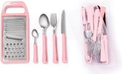 Di Solle Inova D - 6 Persoons Bestekset - Handige Opbergbak Met Raspdeksel - 26 Delig - Baby Pink