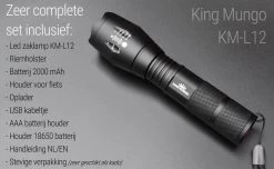 LED Zaklamp - 2000 MAh Oplaadbare Militaire Zaklamp - Zeer Fel - Zwart King Mungo -Kampeerclub 1200x737 1