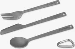 Navaris Campingbestek Van Titanium - Set Met Vork, Mes En Lepel - Bestekset Voor Onderweg En Op Reis - Inclusief Karabijnhaak En Bewaarzakje -Kampeerclub 1200x781 2