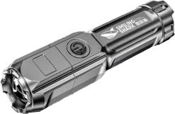 Merkloos Smiling Shark 622a Telescopische Oplaadbare LED Zaklamp - 700lm - Sterk Licht - Oplaadbaar Via USB - 1200mAh - Zwart