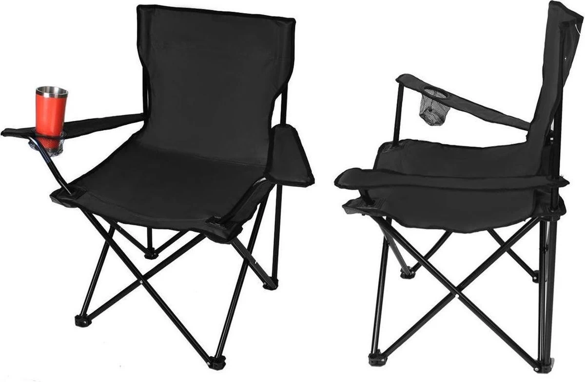Campingstoel Vouwstoel Visstoel - Zwart - Draaggewicht 100kg 3 Campingstoel Vouwstoel Visstoel - Zwart - Draaggewicht 100kg - Afbeelding 3
