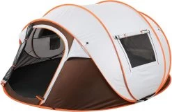 Fly Lab Luxe Pop Up Tent - Kampeer Tent - Grijs/Oranje - 4 Persoons