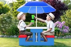 Merkloos Kinder Picknicktafel Met Parasol - Blauw -Kampeerclub 1200x800 10