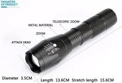 Merkloos IGOODS - LED Zaklamp - Wit Licht- Licht Gewicht - Militaire Zaklamp - LED Zaklamp - Inzoombaar -Kampeerclub 1200x810 4