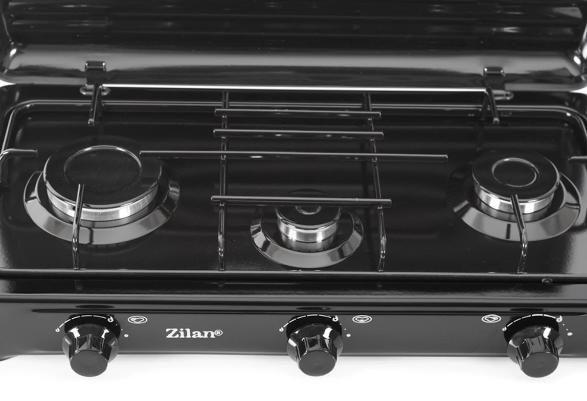 Zilan - Gas Kooktoestel 3 Pits - Campingkooktoestel - Gaskookplaat - Zwart 3 Zilan - Gas Kooktoestel 3 Pits - Campingkooktoestel - Gaskookplaat - Zwart - Afbeelding 3
