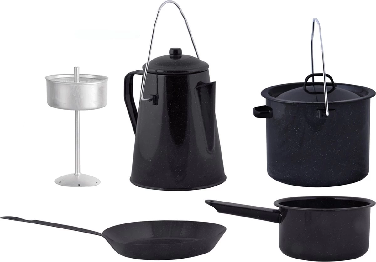 ESSCHERT DESIGN Pannenset Kampvuur - 4 Delig - Outdoor - Metaal 1 ESSCHERT DESIGN Pannenset Kampvuur - 4 Delig - Outdoor - Metaal