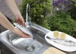 Camping/Outdoor Inox Tafel Met Gootsteen Lavabo En Kraan 100x77x50cm -Kampeerclub 1200x852