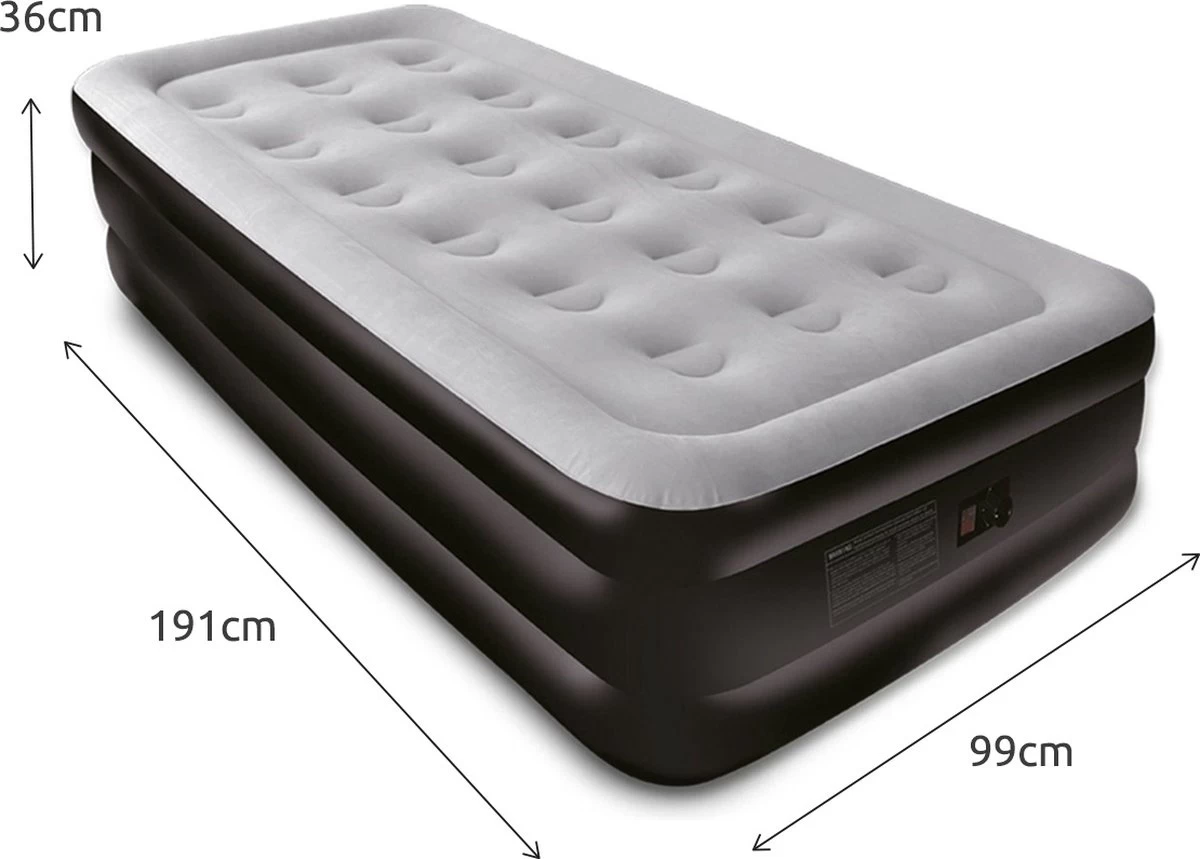 BluMill Eenpersoons Luchtbed - Met Ingebouwde Pomp - Luchtbed Zelfopblazend - Incl. Draagtas - 191x99x36 Cm 4 BluMill Eenpersoons Luchtbed - Met Ingebouwde Pomp - Luchtbed Zelfopblazend - Incl. Draagtas - 191x99x36 Cm - Afbeelding 4